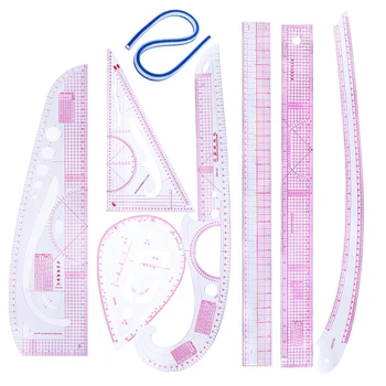 

LMDZ 8PCS Sewing Rulers Cutting Ruler DIY Clothing Sample Grading Sewing French Curve Cut Cutting Knife Ruler Sewing Rulers