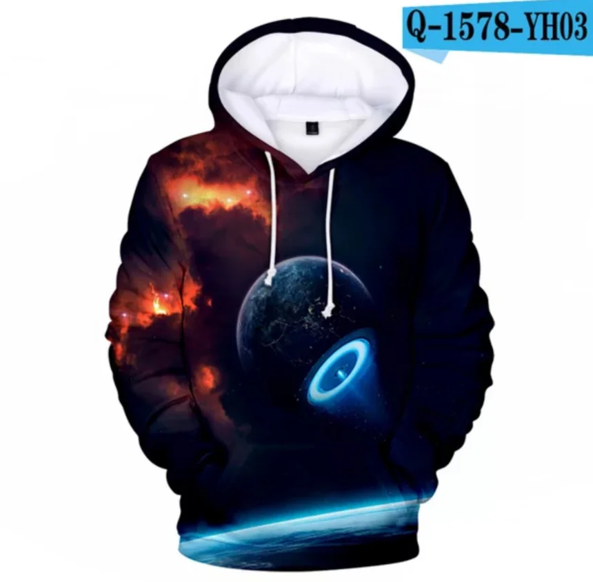 Толстовка с капюшоном для мужчин и женщин кофта 3D-принтом Галактики длинным