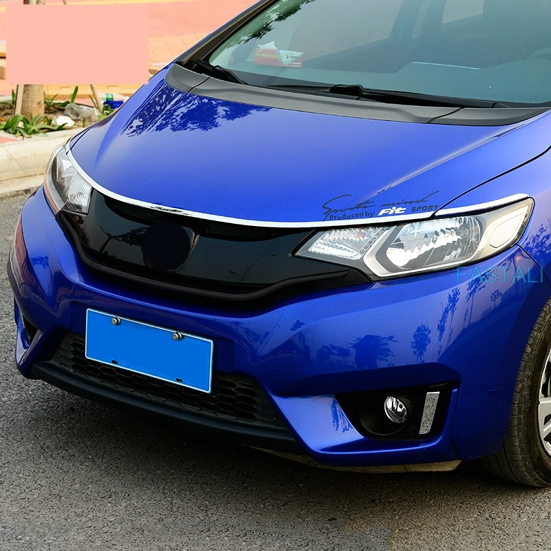 Для Honda FIT- отделка переднего бампера полоса сетка украшение яркая полоса из нержавеющей стали Декоративная полоса автомобильные аксессуары