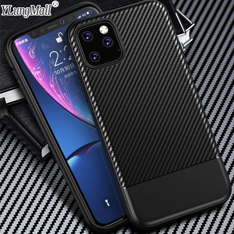 cheap Business Case on For iPhone 11 6.1 11 Pro Max Case 2019 Cover Carbon Fiber Shockproof Soft TPU Silicone Phone Case Funda Coque
