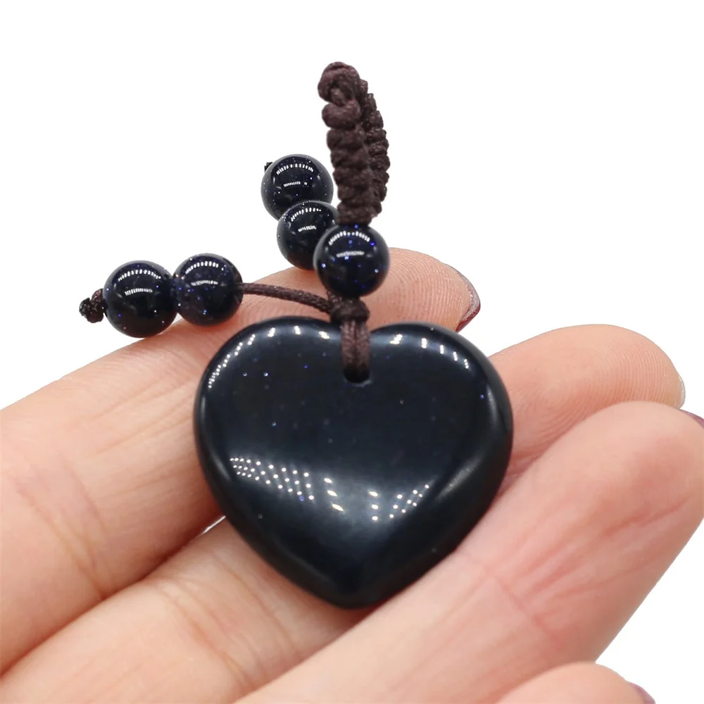 Natural Stone Keychain Charms Heart Red Agates Amethysts Opal Pendants for Jewelry Making Necklace Keychain Gift