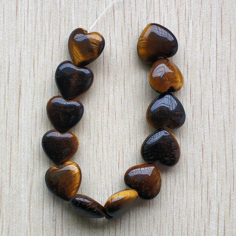 tiger eye stone Новые модные высококачественные бусины в форме сердца из натурального камня 16 мм для изготовления ювелирных аксессуаров,, 23 шт./лот - Цвет: tiger eye stone