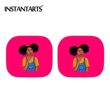 

INSTANTARTS Fashion African Girls Design Universal Car Windshield Covers for Women 2pcs/Set Car Sun Shade for Side Window New