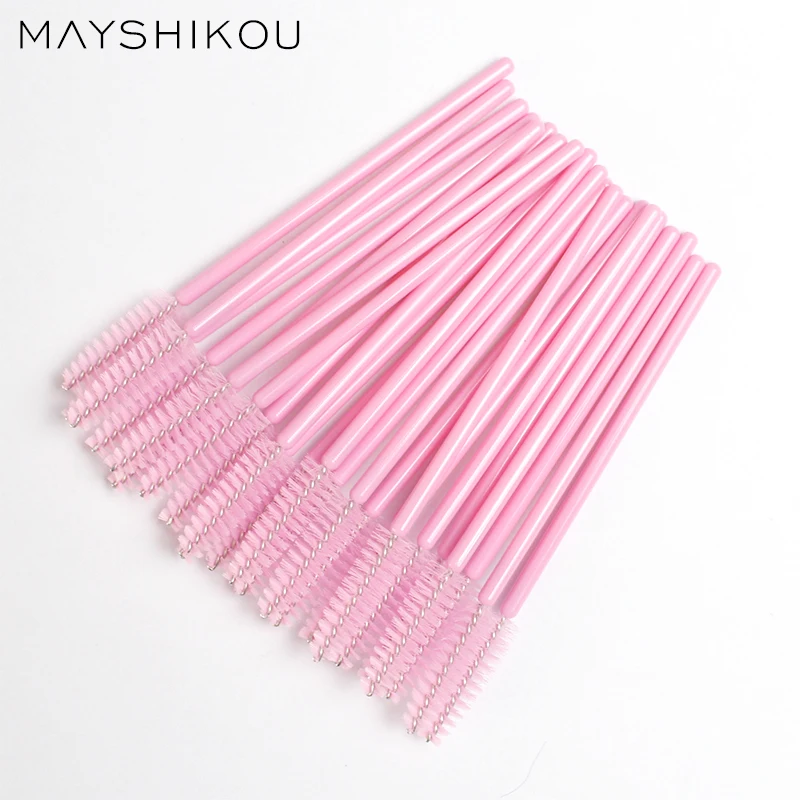 MAYSHIKOU 50 Pcs Eyelashes-Brushes Disposable Eyebrow Brush Mascara Wands Applicator Clean Makeup-Tools afbeelding