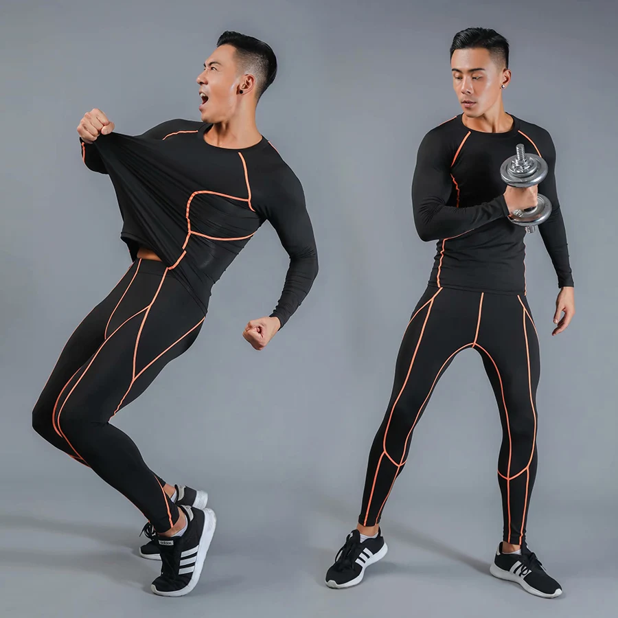 Новая компрессионная спортивная мужская быстросохнущая ММА Спортивная одежда для пробежек тренировочная рубашка для спортзала фитнес-бег тренировочный костюм