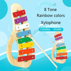 8 Notes Xylophone Orff Musical Instrument Maple Glockenspiel With Drumsticks Percussion for Kid Enlightenment Educational Toy