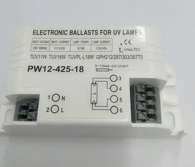PW12-425-18 Electronic Ballast for UV Lamps 4W-18W 4-18W 220V 230V TUV 11W 15W 16W 18W GPH212/287/303/257T5L | Освещение