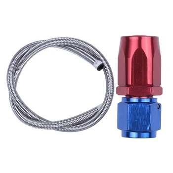 

1 Pcs AN6 Stainless Steel Braided Fuel Oil Line Hose 1M 39 Inch & 1 Pcs STRAIGHT Turbo Oil Feed Hose Fitting AN6 8Mm