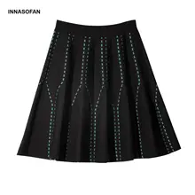 INNASOFAN трикотажная Мини-юбка Женская осенне-зимняя плиссированная юбка с высокой талией модная Высококачественная шикарная юбка