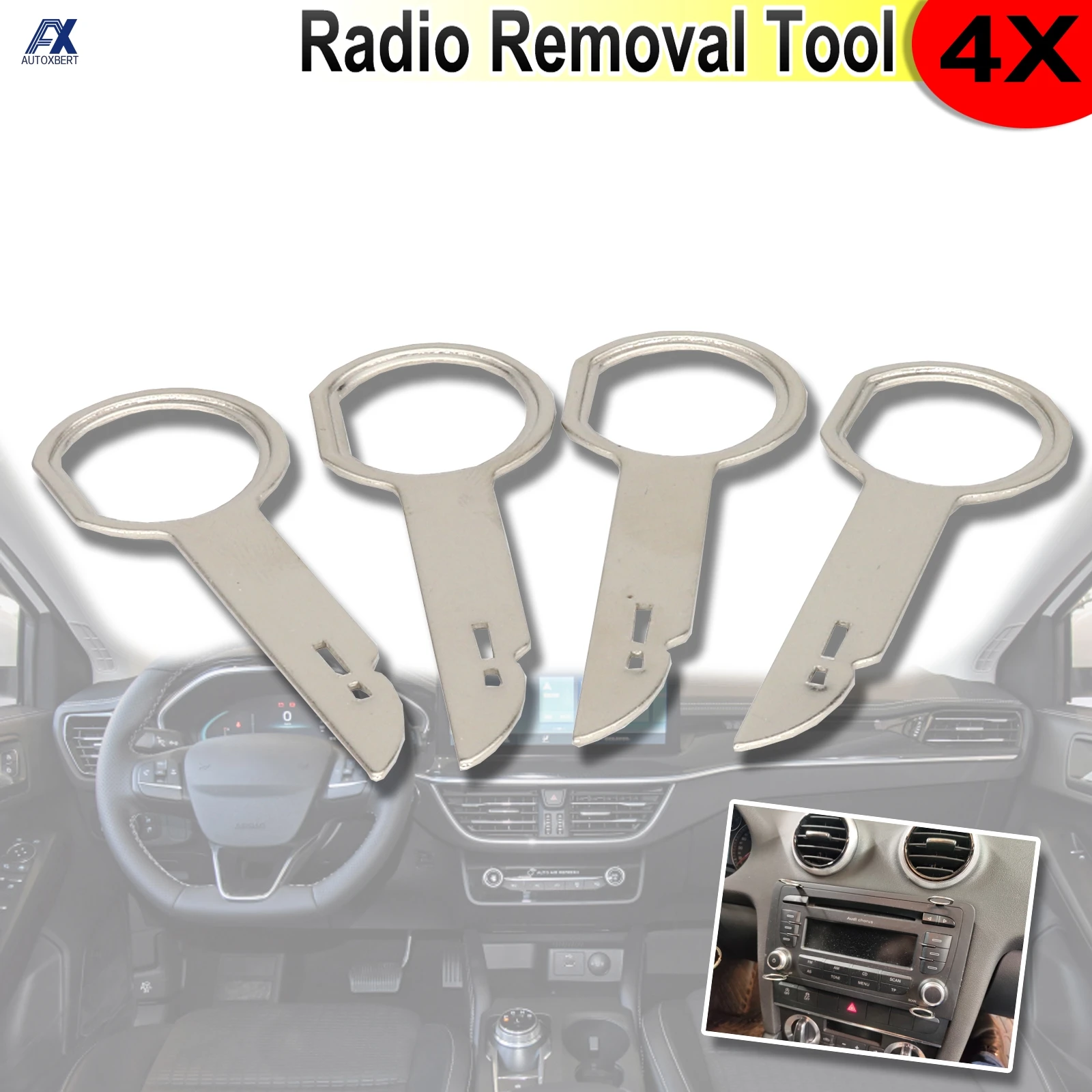 Extractor de llaves de desmontaje de estéreo para Ford Focus Mondeo c-max Fiesta Transit, herramientas de extracción de coche, 2 pares