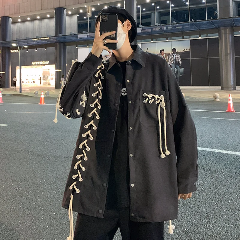 Men Black Jackets Korean Style Fashion Buttons Up Design