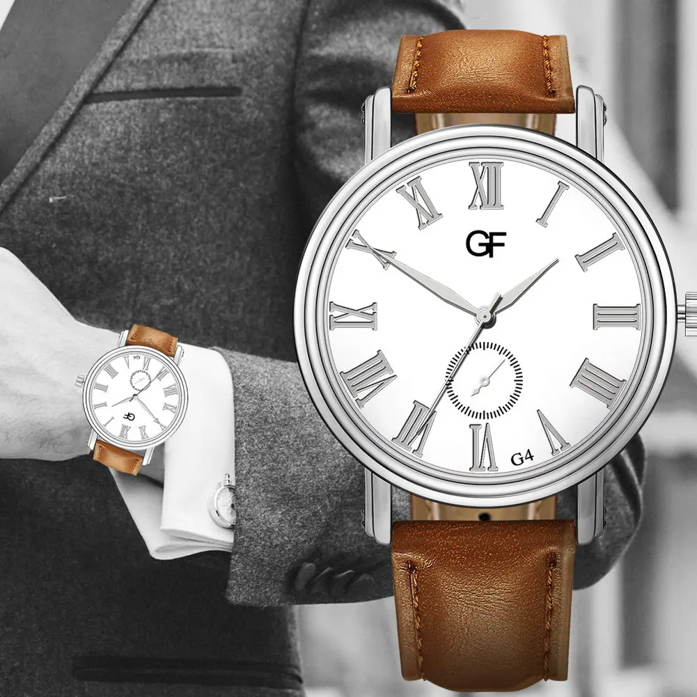 

Droppshiping Fashion Hot Sales New Arrival Men Quartz Watch PU Leather Band Casual Sports Watch Waterproof Wristwatch Gifts J55