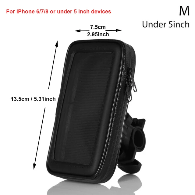 M Size Within 5inch Велосипедная сумка, держатель для мобильного телефона, водонепроницаемый, вращение на 360 градусов, крепление для мобильного телефона, для мотоцикла, MTB, навигационная подставка, велосипедная сумка - Цвет: M Size Within 5inch