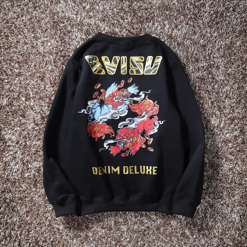 Аутентичный Evisu зимний мужской Повседневный свитер теплый дышащий модный хлопок плюс бархат с длинным рукавом женская одежда для влюбленных