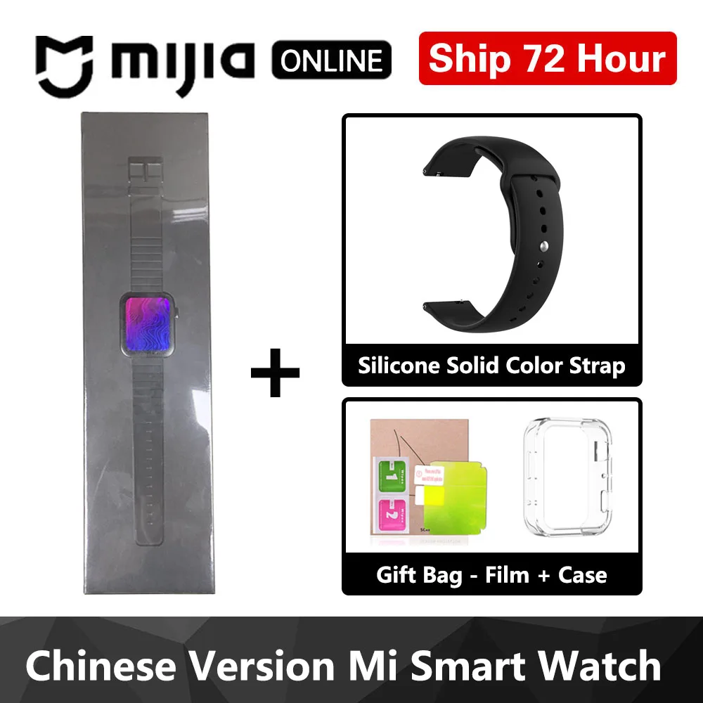 Black with Strap Xiaomi Mi Смарт-часы gps NFC wifi ESIM PhoneCall браслет Android наручные часы Спорт Bluetooth фитнес монитор сердечного ритма трекер - Цвет: Black with Strap