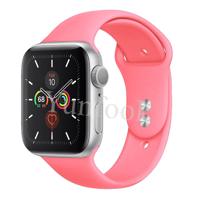 light pink Ремешок для Apple Watch 38 мм 42 мм iWatch 4 ремешок 44 мм 40 мм спортивный силиконовый ремень браслет correa Apple watch 5 4 3 2 аксессуары - Цвет ремешка: light pink