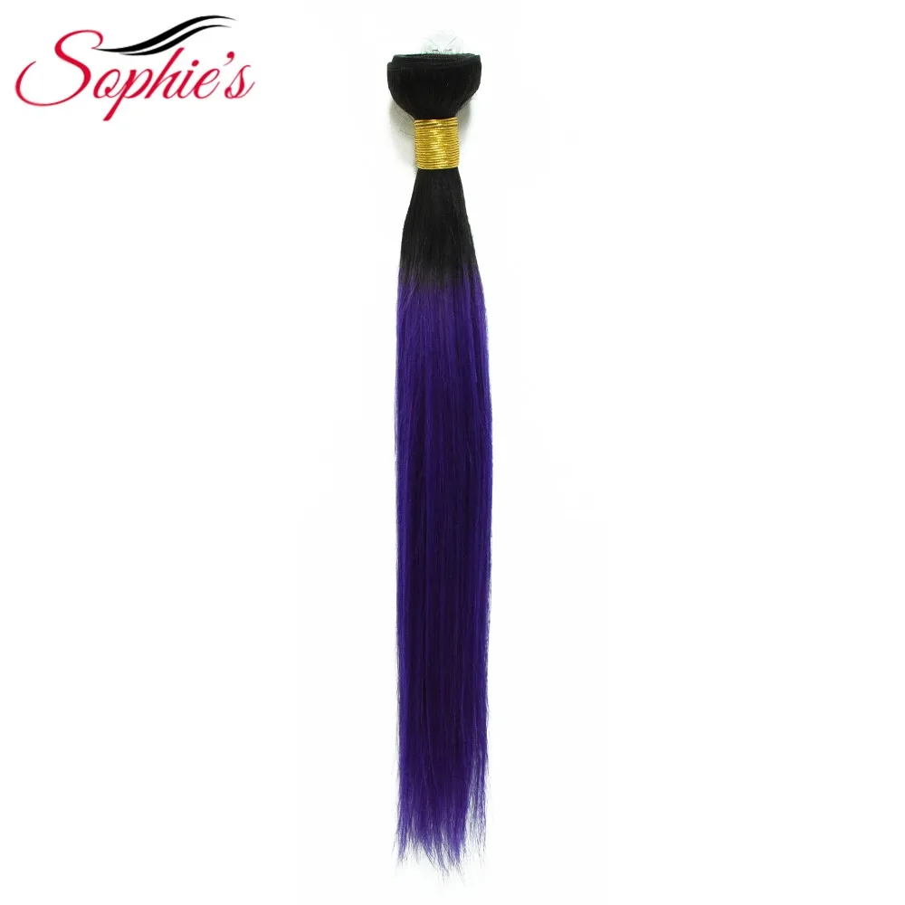 Софи предварительно Цвет ed Ombre Связки T1B/фиолетовый цвет 1 пучки волос Малайзии натуральные волосы-Реми Прямые волос