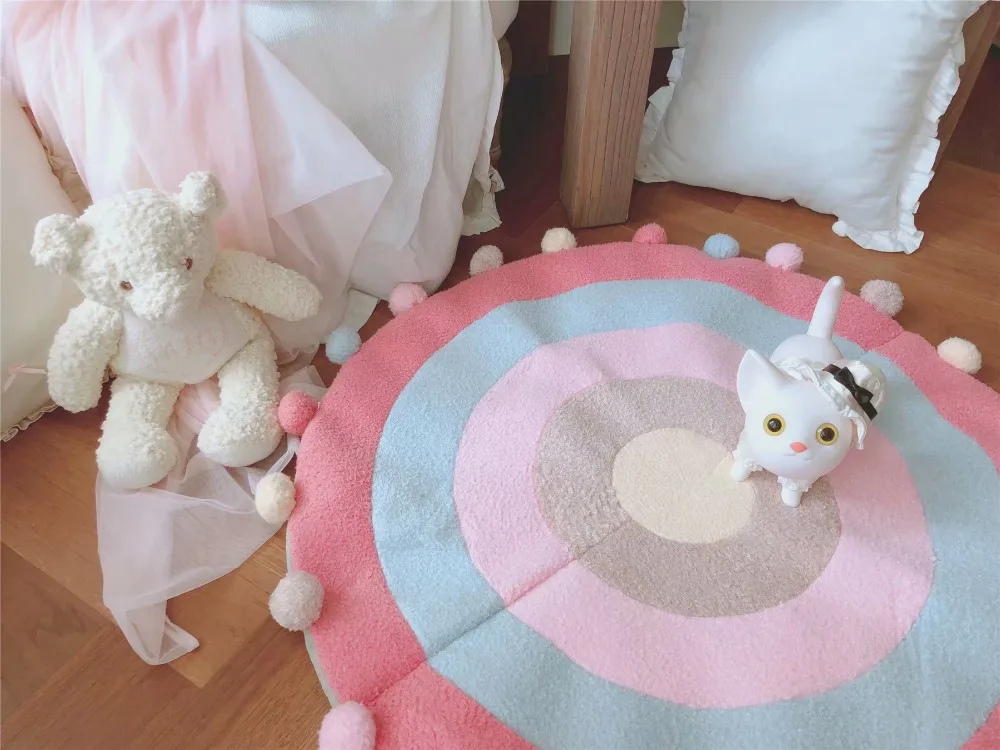 90 см красочный детский игровой коврик Круглый Мультфильм Hairball утолщаются морские водоросли коврик для ног для спальни ванной нескользящий коврик