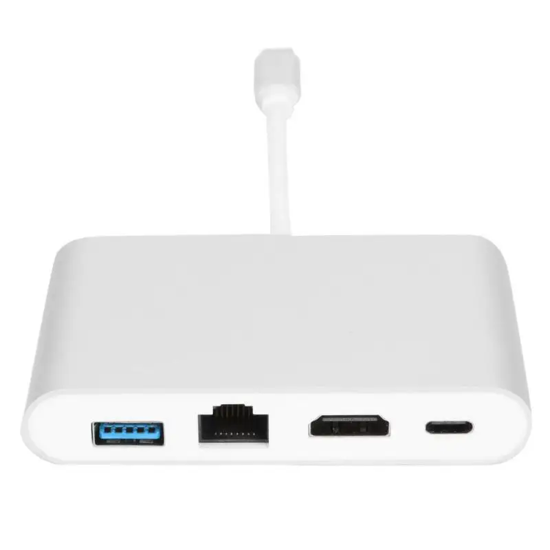 4 порта usb type C концентратор Gigabit Ethernet USB-C к HDMI RJ45 type-C адаптер 4 в 1 корпус из алюминиевого сплава компьютерный ПК сплиттер