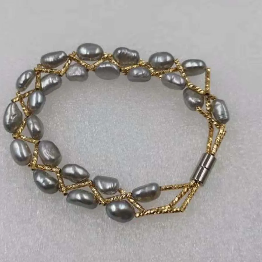 wholesale 10 pcs gray baroque freshwater pearl bracelets lots