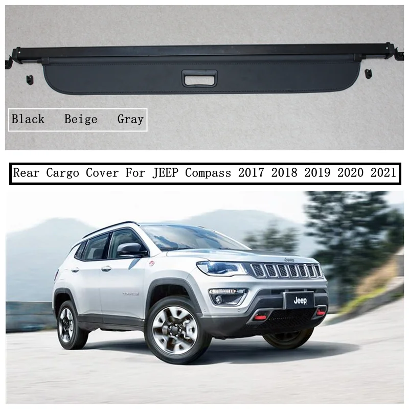 

Rear Cargo Cover For JEEP Compass 2017 2018 2019 2020 2021 Privacy Trunk Screen Security Shield Shade Auto Accessories