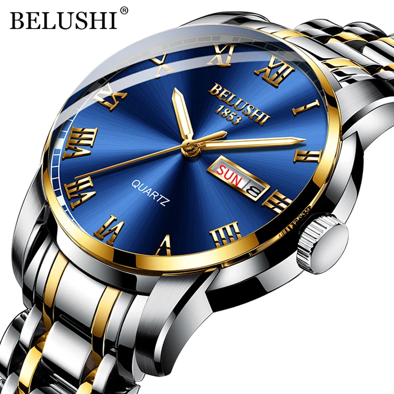 Luxury Mens Watches Business-Wristwatch Date BELUSHI Waterproof Top-Brand Luminous Quartz