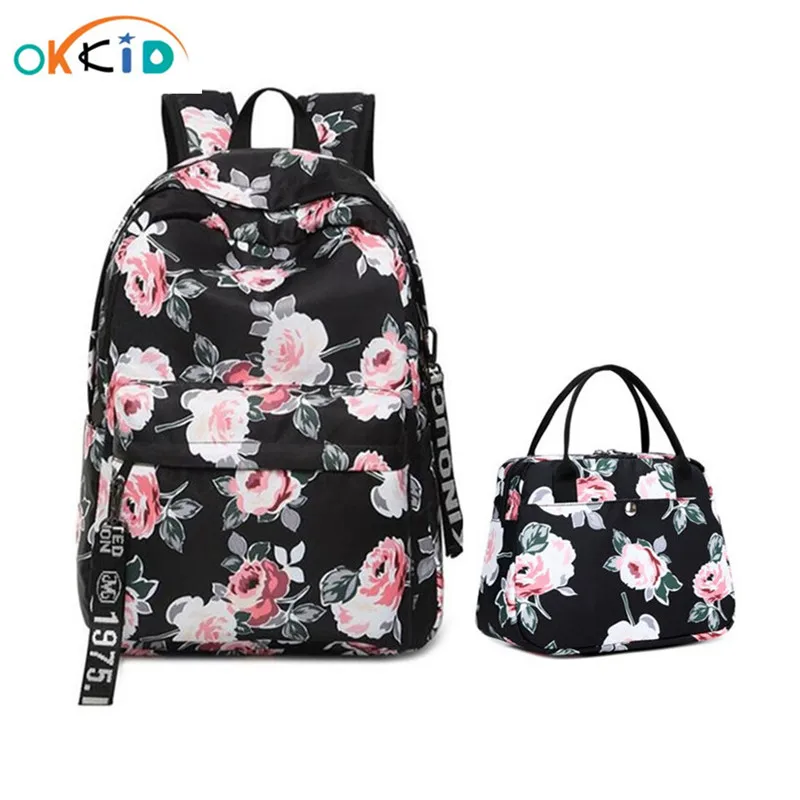 Школьный рюкзак OKKID для девочек с цветочным принтом детские школьные ранцы