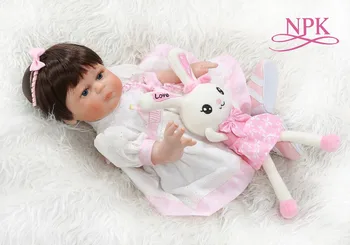 

NPK 48CM reborn baby girl full body silicone bebe doll reborn Bath toy dolls 100% hand detailed paiting