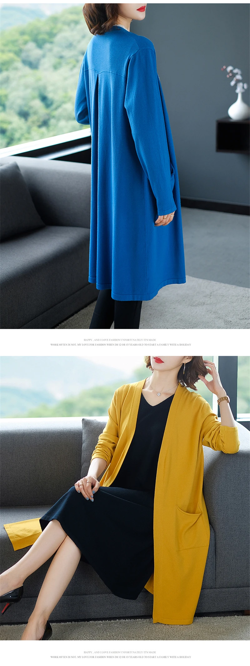 Длинный женский кардиган осень осень зима женский свитер длинный рукав негабаритный кардиган свитер вязаный кардиган Женское пальто