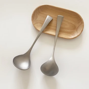 

Home Outdoor Pure Titanium Soup Spoon Scoop Multifunction Metal Cooking Spoon Reusable Kitchen Soup Porridge Spoon Utensil Tool