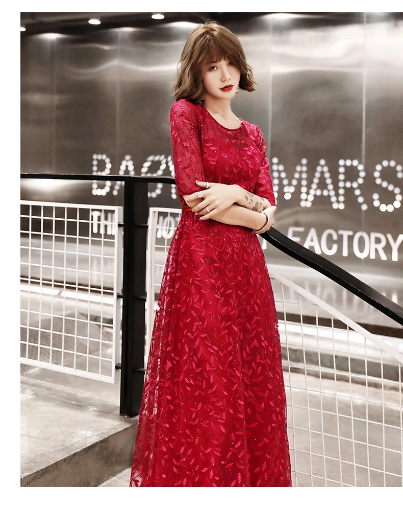 AE535 Robe De Soiree женское сексуальное ТРАПЕЦИЕВИДНОЕ ПЛАТЬЕ с короткими рукавами и круглым вырезом, кружевное недорогое вечернее платье вечерние платья