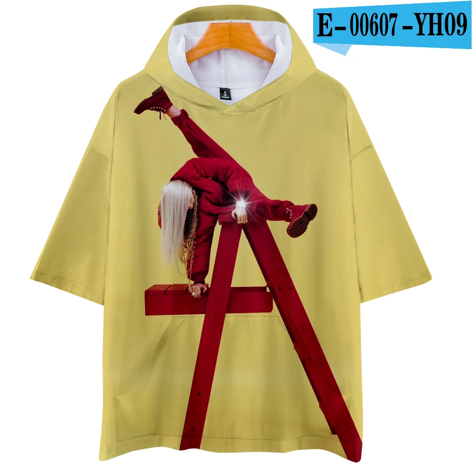 Billie Eilish za 3D толстовки новые с коротким рукавом модные лето/весна футболка классная и дышащая футболка с коротким рукавом - Цвет: 3D