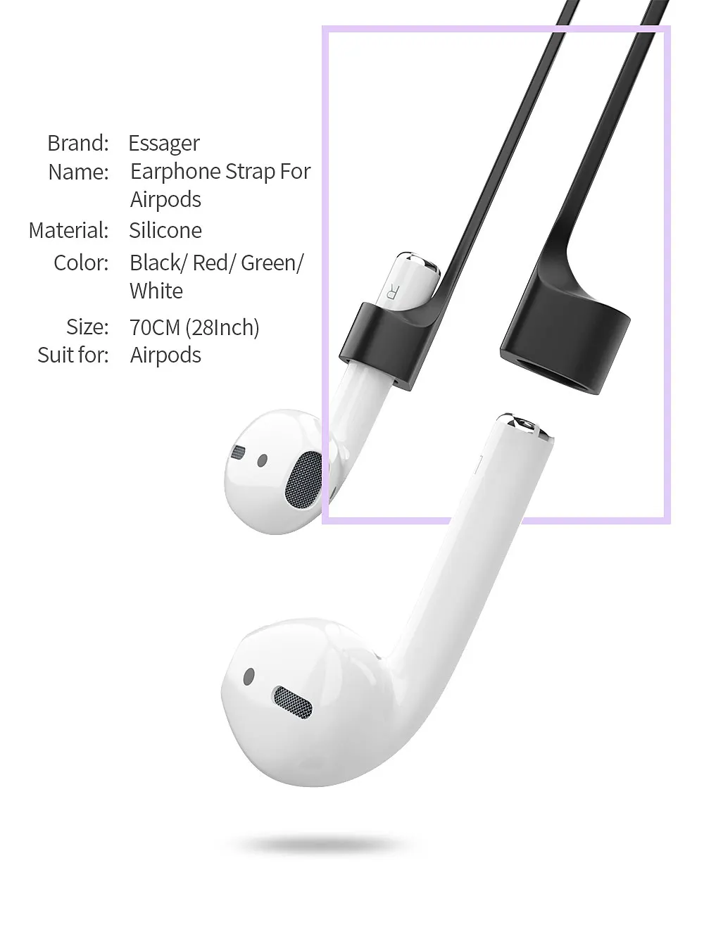 Магнитный ремешок для наушников Essager для Apple Airpods Airpod анти-потерянный ремешок петля веревка для Air Pods Pod Силиконовые Аксессуары
