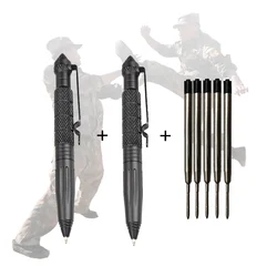 Stylo de défense tactique militaire en aluminium, 2 pièces, Anti glissant, brise verre, autodéfense, outils de plein air EDC 