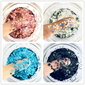 

DIY Slime Filling Material Cross Star Four-pointed Star Glitter Powder Sequins Eye Shadow Clay Epoxy Material Handmade Plasticine Toys Children Educational Gifts