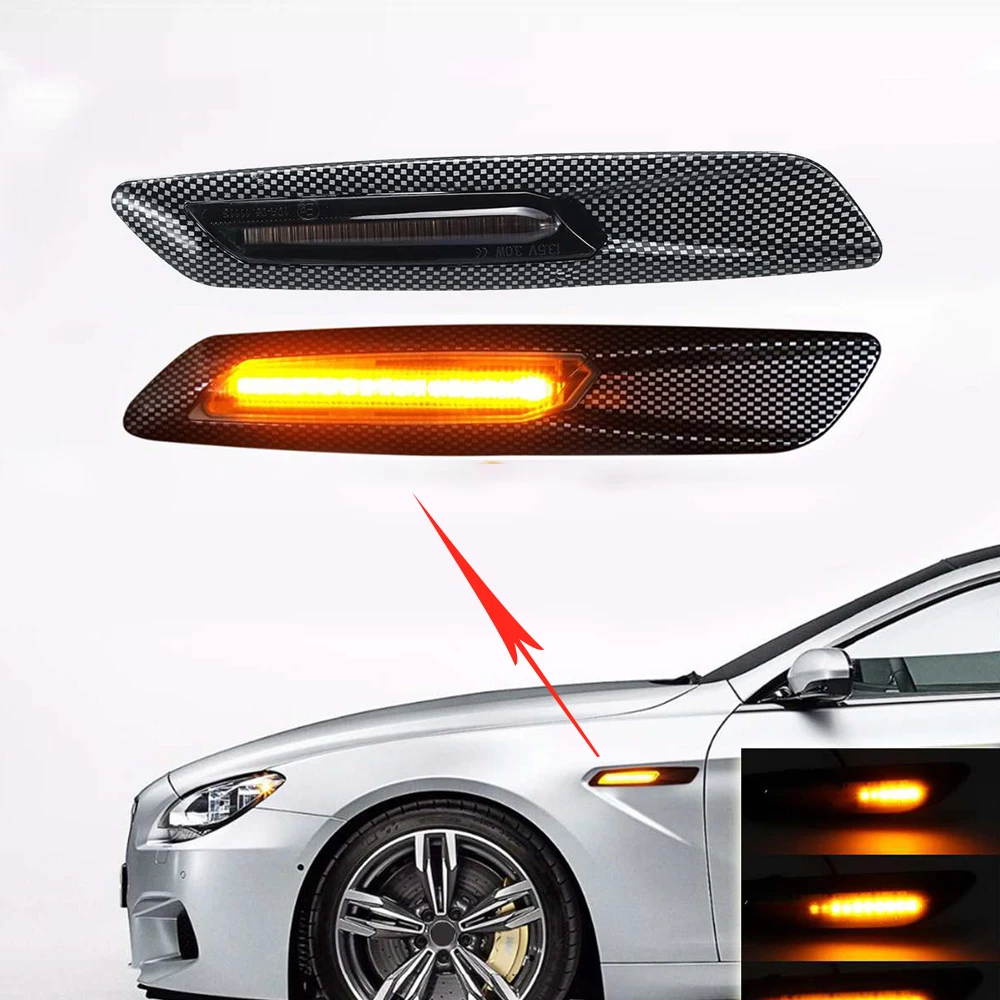 

Side turn signal For BMW E90 E91 E92 E93 E60 E61 series car front fender side air vent cover trim decoratation glow paste style
