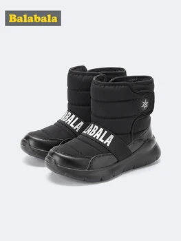 

Balabala Boys boots children's outdoor boots girls 2019 new winter warm high boots three cotton tide