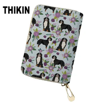 

THIKIN Bernese Mountain Dog Pet Printing Women Business Card ID Card Credit Card Holder Protector Organizer Leather Wallet Purse