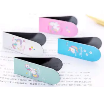 

200pcs/Lot Pink Unicorn Magnet Bookmark Cartoon Magnetic Bookmark Creative Book Folder Flip Stationery Supplies BM 012