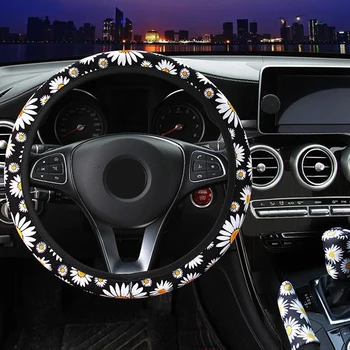 

Fit For 37-39cm Steering wheel cover kit 3pcs Steering Wheel Handbrake Brand new