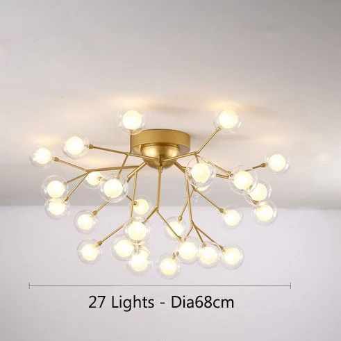 27 lights gold Современная светодиодная люстра, металлическая молекулярная лампа, подвесной потолочный светильник, стеклянный шар, лампа для гостиной, столовой, спальни, светильник, светильники - Цвет абажура: 27 lights gold