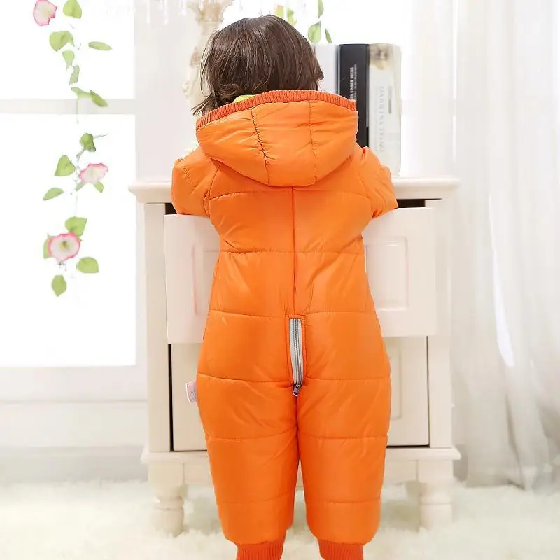 Orange B Зимний комбинезон для новорожденных; зимняя одежда с хлопковой подкладкой; цельная теплая верхняя одежда; детские комбинезоны; Детский комбинезон; парки для младенцев - Цвет: Orange B