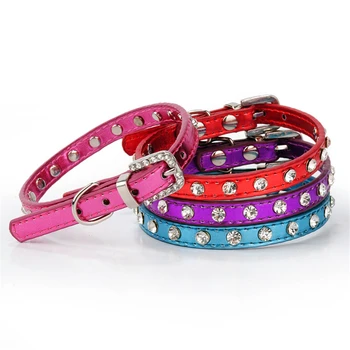 

Leather Cat Collar Diamond Pet Cat PU Leather Leash for 1 Rows Rhinestone Necklace Kitten Collar Pet Accessories