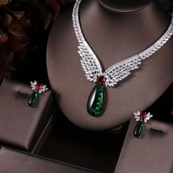 

Bridal Jewelry Sets Wedding Necklace Earrings Accessories Cubic Zirconia Flower For Women Janekelly Water Drop Trendy Copper