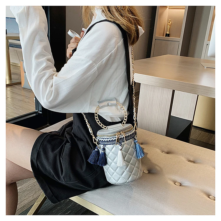 Дизайн кисточкой кольцо ручка Lingge PU кожа женская сумка ведро сумка через плечо женские сумки-клатчи сумка