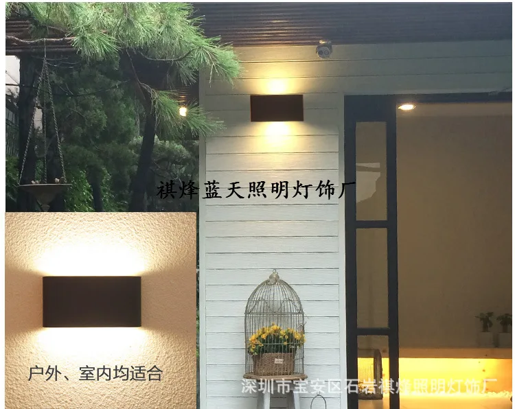 LED Modern Wall Lamp Outdoor Waterproof Wall Lamp Square Garden Lamp Exterior Wall Hallway Balcony Ultra-Thin-6w12w