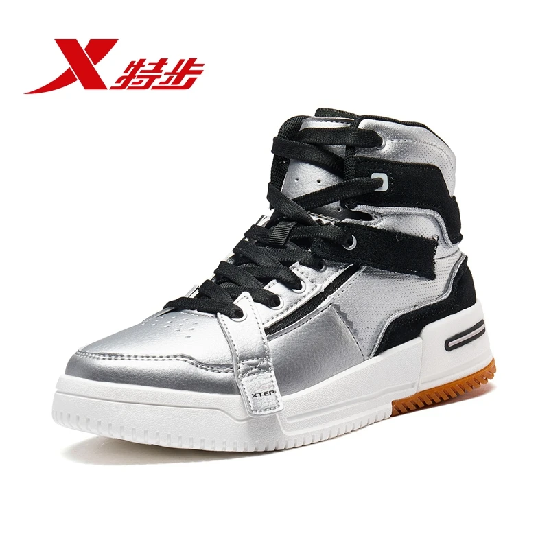 Xtep Autumn Waterproof High-top Skateboarding Shoe Outdoor Lace-up Sport Sneakers Women Synthetic PU Leather Shoes 981418316223