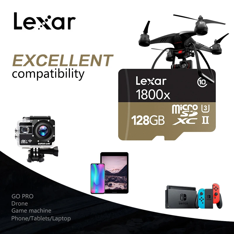 Новое поступление lexar professional 1800x micro sd карта 32 Гб класс 10 64 ГБ флеш-карта памяти высокоскоростной UHS-II tf карта с адаптером