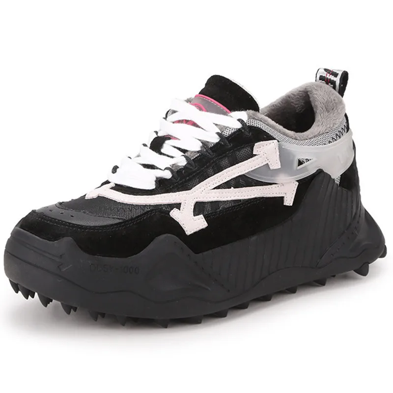 

Winter new Sneakers woman Thicken plush warm women shoes real leather Heighten platform shoes lace non-slip ladies cotton shoes