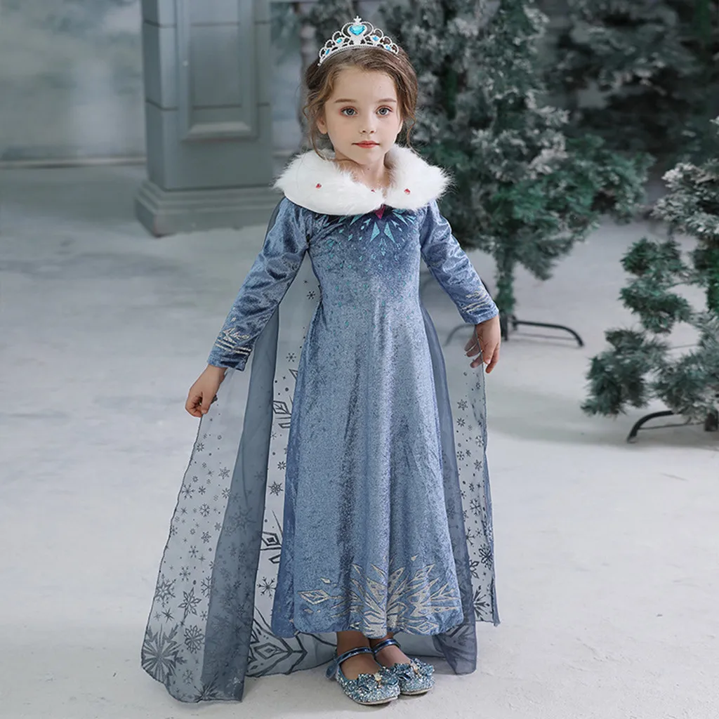 Платье Эльзы для девочек 2 костюмированных костюмов Анны для девочек, Рождественский костюм праздничная одежда для девочек Детские платья принцессы Снежной Королевы Elena для девочек